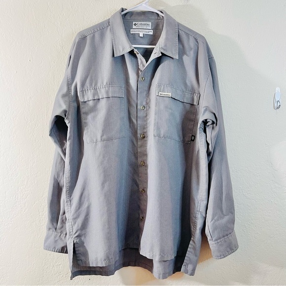 Columbia Sportswear Men's Shirt Size large Long Sleeve Button Front Gray/White - Picture 1 of 9
